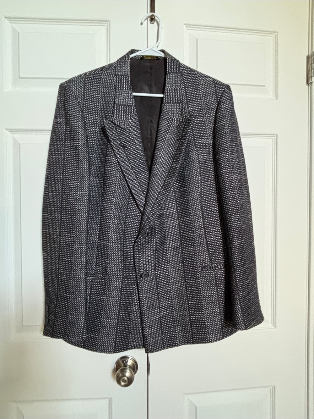 Vintage Nino Cerruti Pure Wool Blazer Tailored in USA Mens Gray Black